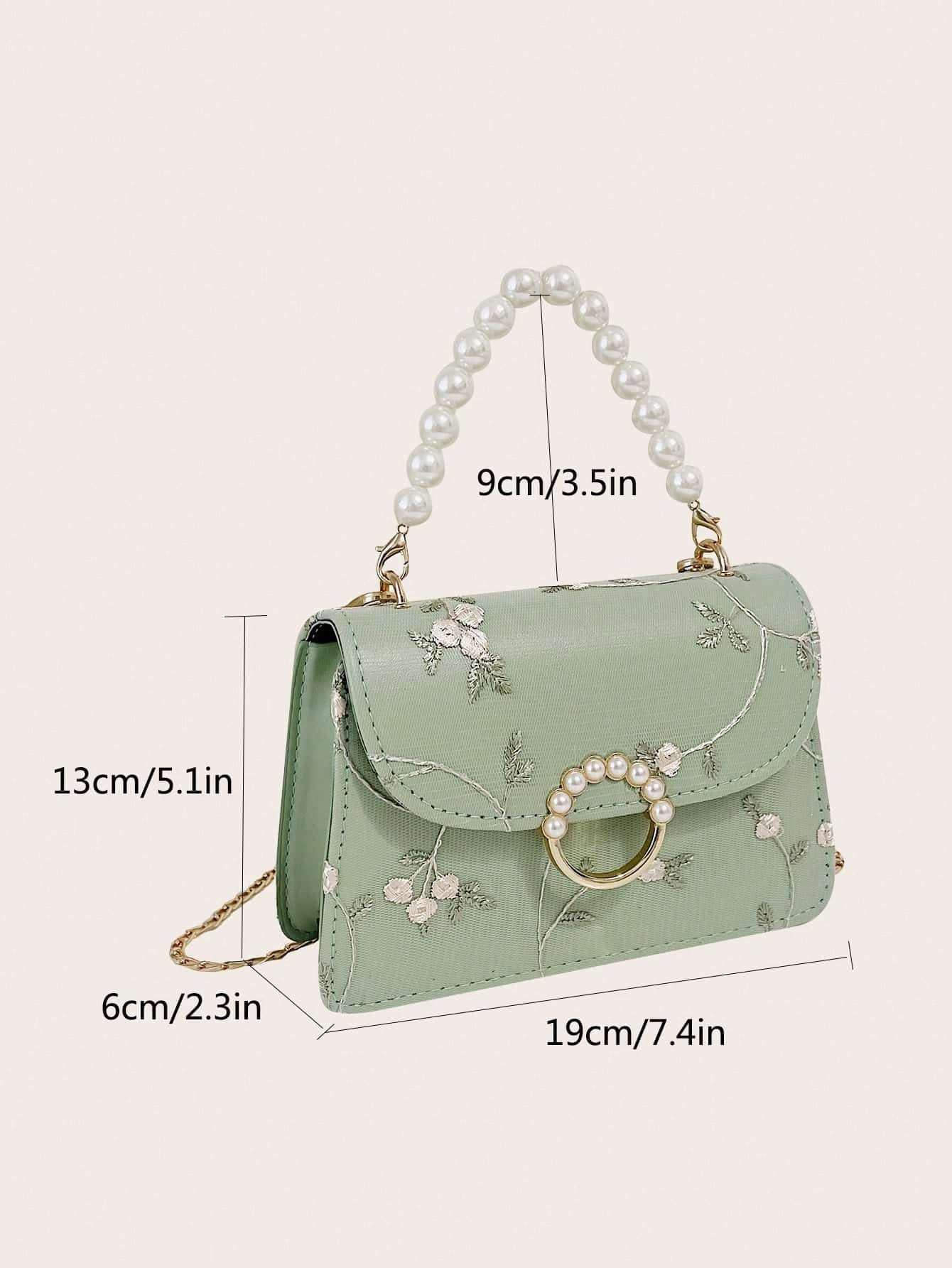 Simple And Fashionable Pearl Hand-Held Small Square Bag For Women