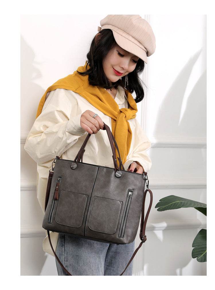 Women's Large-capacity Retro Tote Bag Simple Crossbody Bag - PANGO