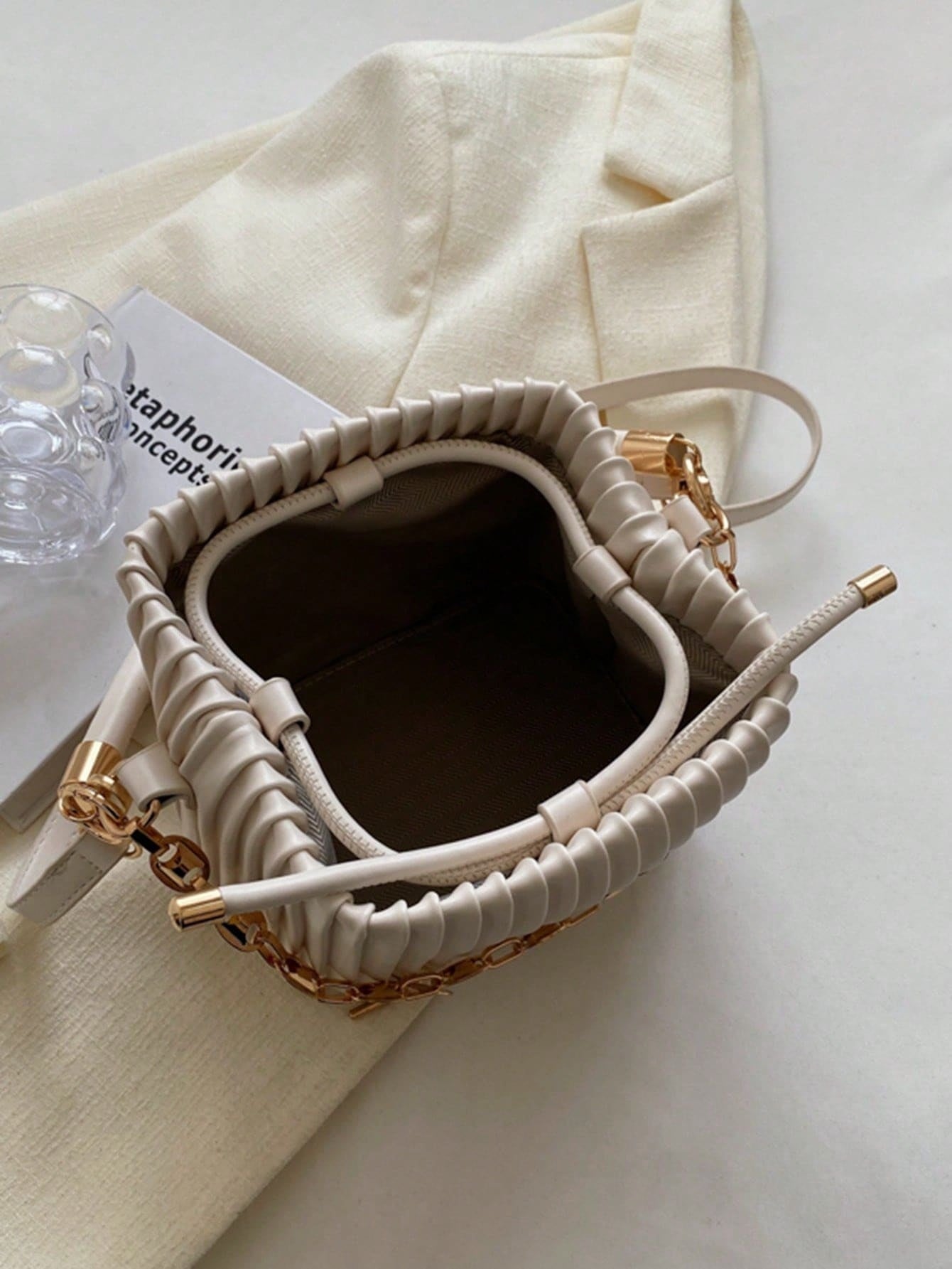 Handbag Pleated Bag Women  Fashion Chain Niche Bucket Bag