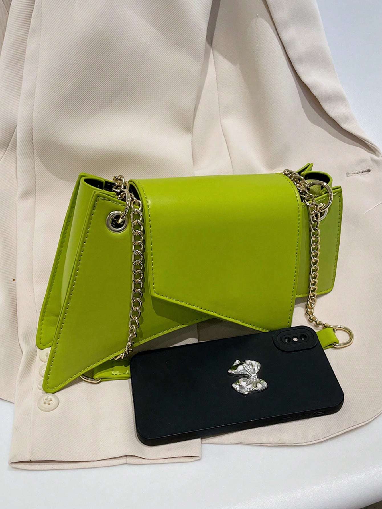 Neon Green Chain Novelty Bag