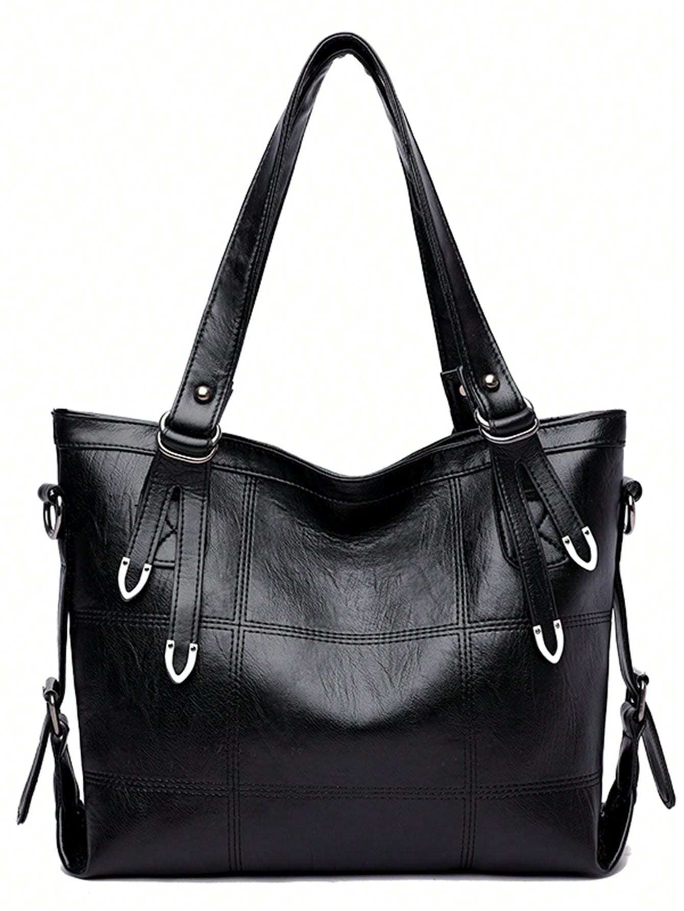 Minimalist Tote Bag Double Handle Solid Color Large Capacity,