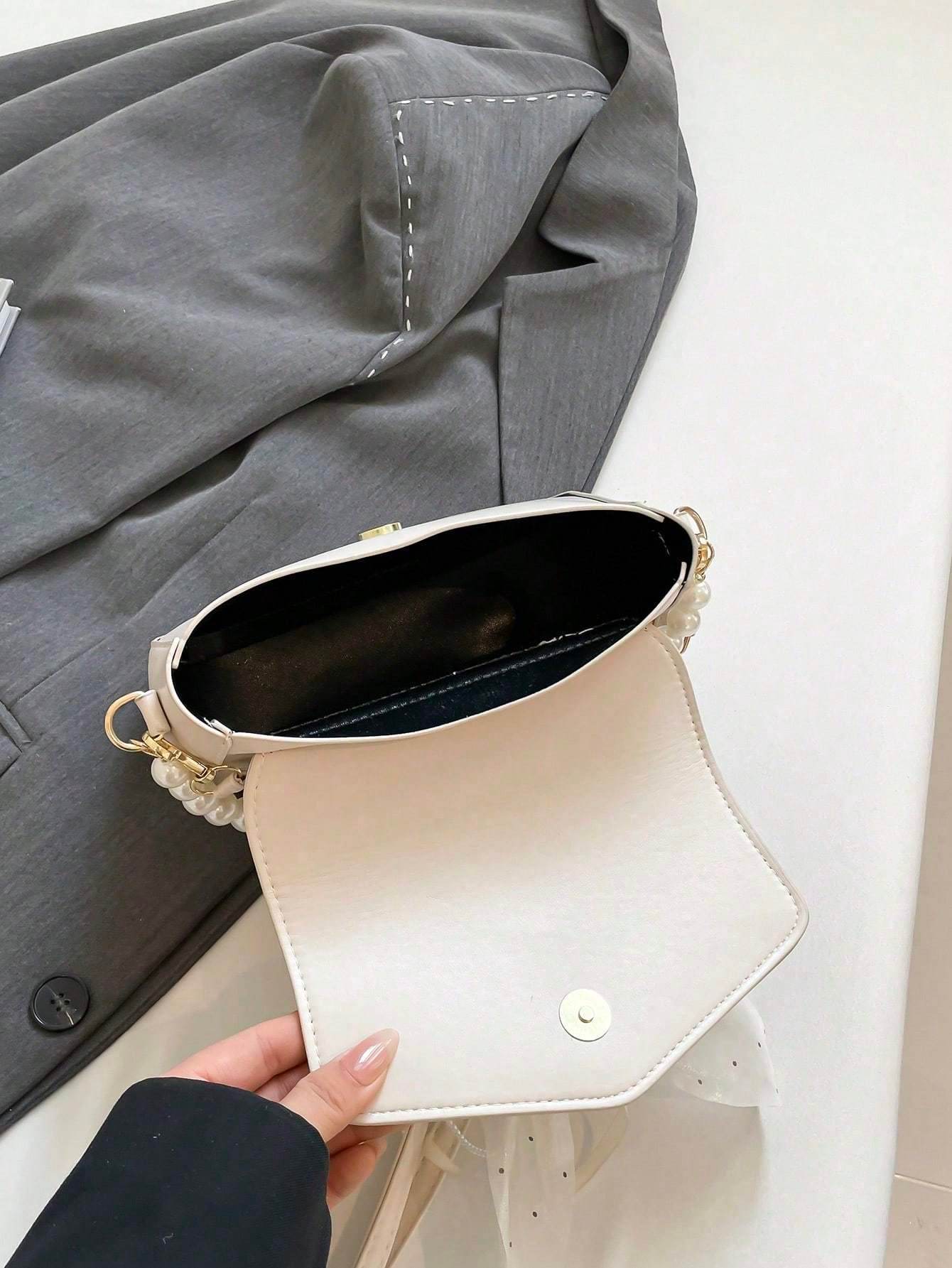 Bowknot Lace Pearl Handbag Fashion Bag Women's Shoulder Crossbody Bag - PANGO