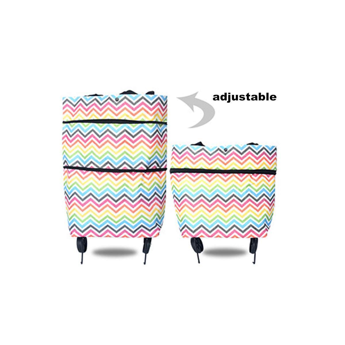 2 in 1 Foldable Shopping Cart with Wheels Premium Oxford Fabric Multifunction Shopping Bag - PANGO