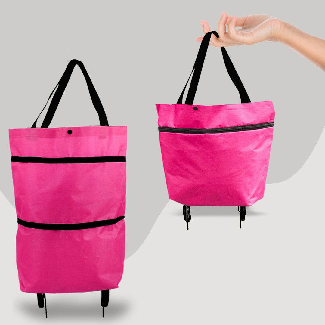 2 in 1 Foldable Shopping Cart with Wheels Premium Oxford Fabric Multifunction Shopping Bag - PANGO