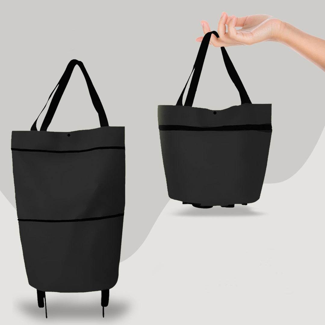 2 in 1 Foldable Shopping Cart with Wheels Premium Oxford Fabric Multifunction Shopping Bag - PANGO