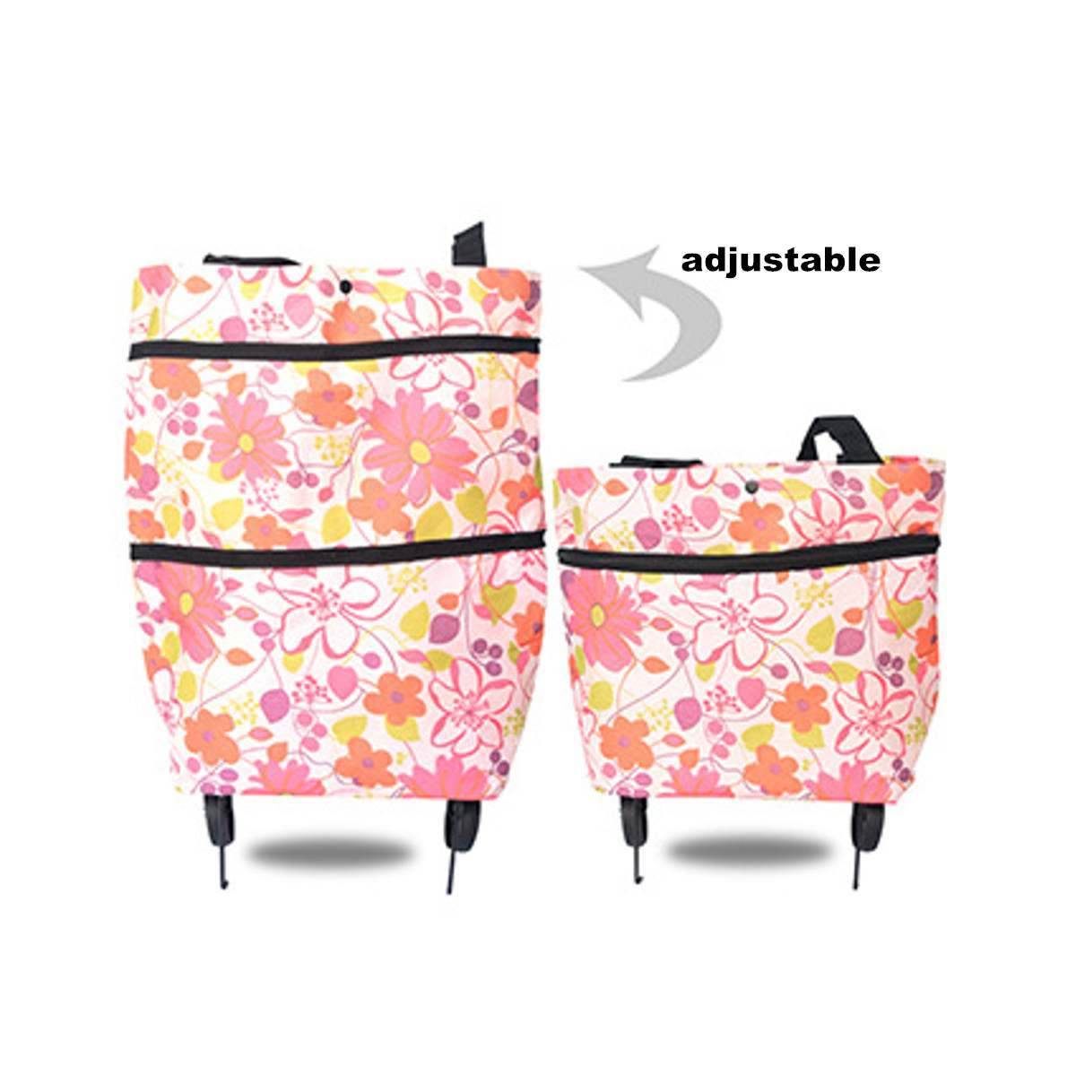 2 in 1 Foldable Shopping Cart with Wheels Premium Oxford Fabric Multifunction Shopping Bag - PANGO
