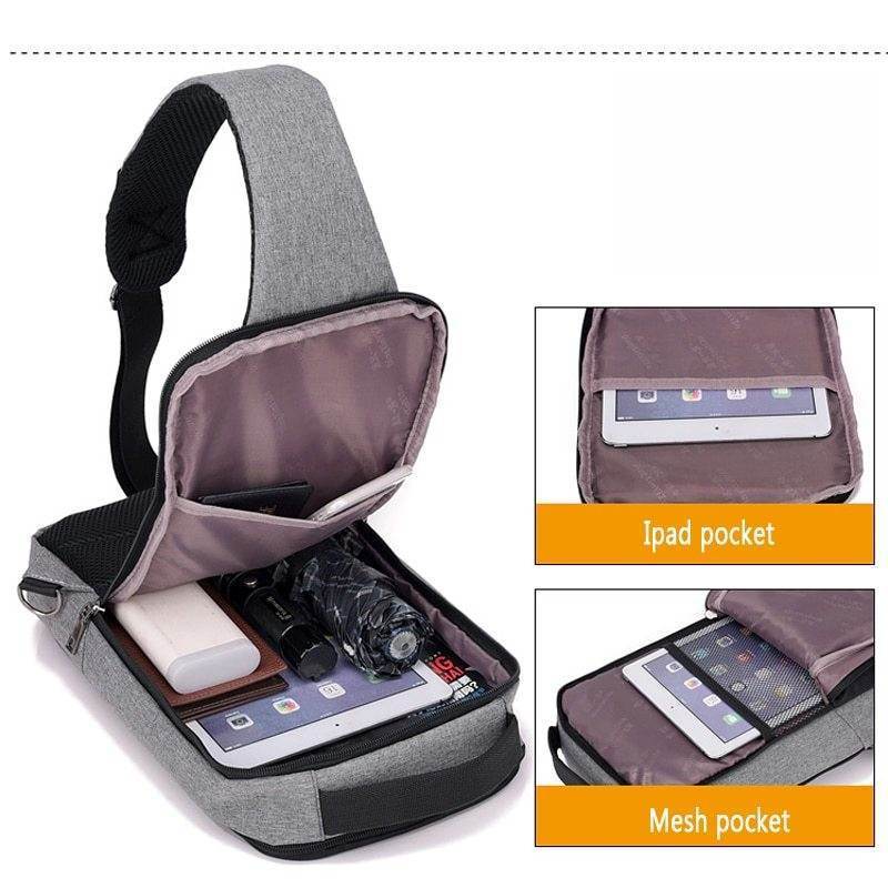 Anti-theft USB charging chest bag with you - PANGO
