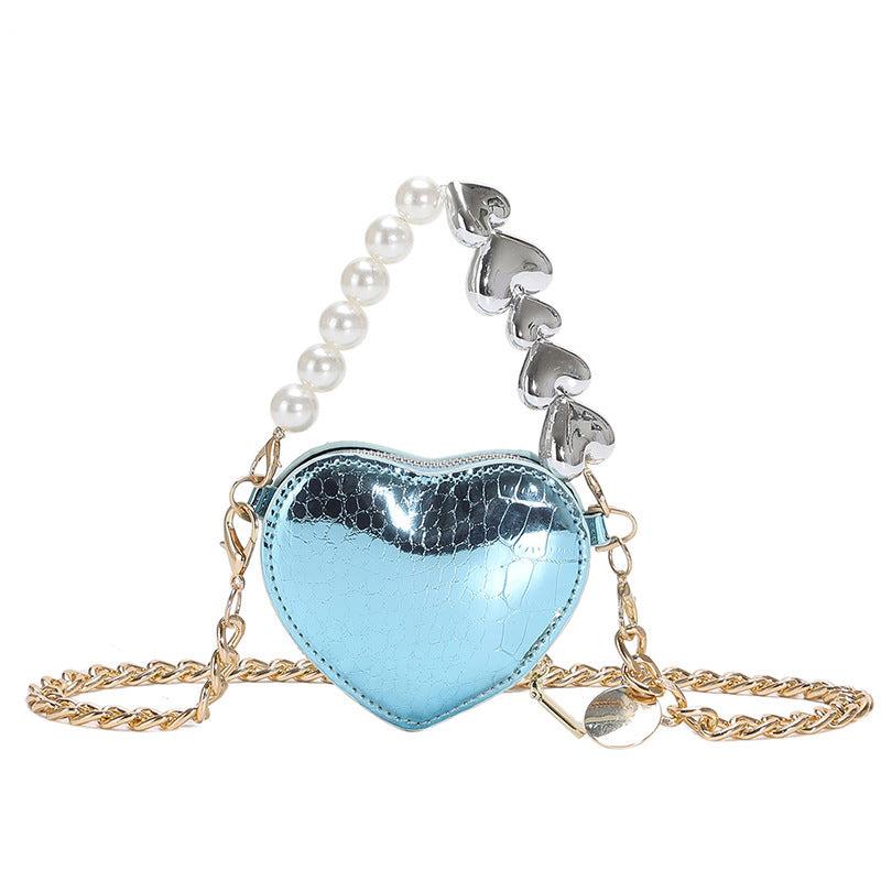 Mini Love-shape Pearls Handbag Fashion Cute Chain Lipstick Bag