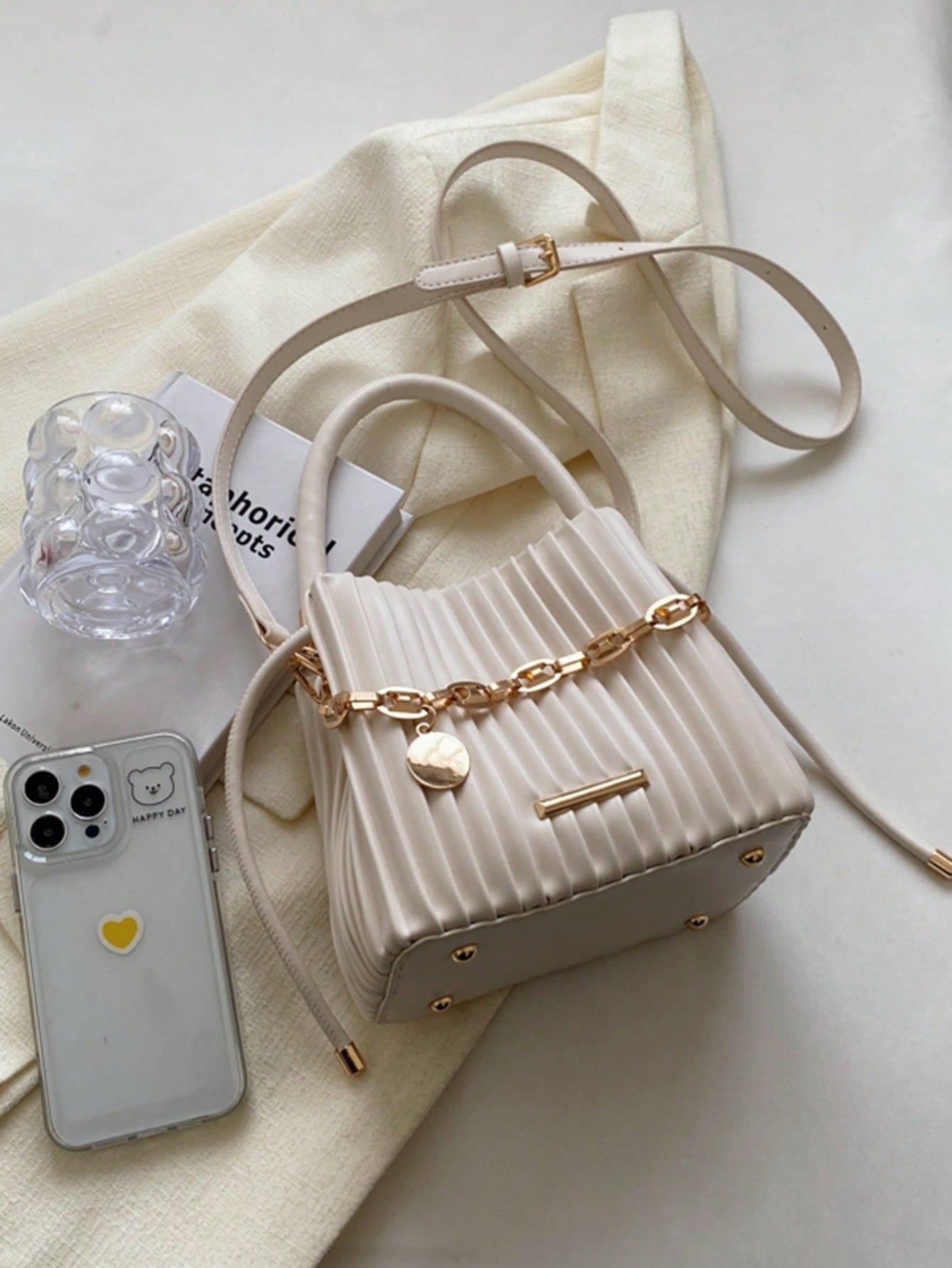 Handbag Pleated Bag Women  Fashion Chain Niche Bucket Bag