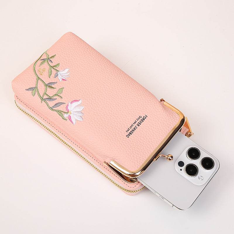 Flower Embroidery Phone Bag - PANGO