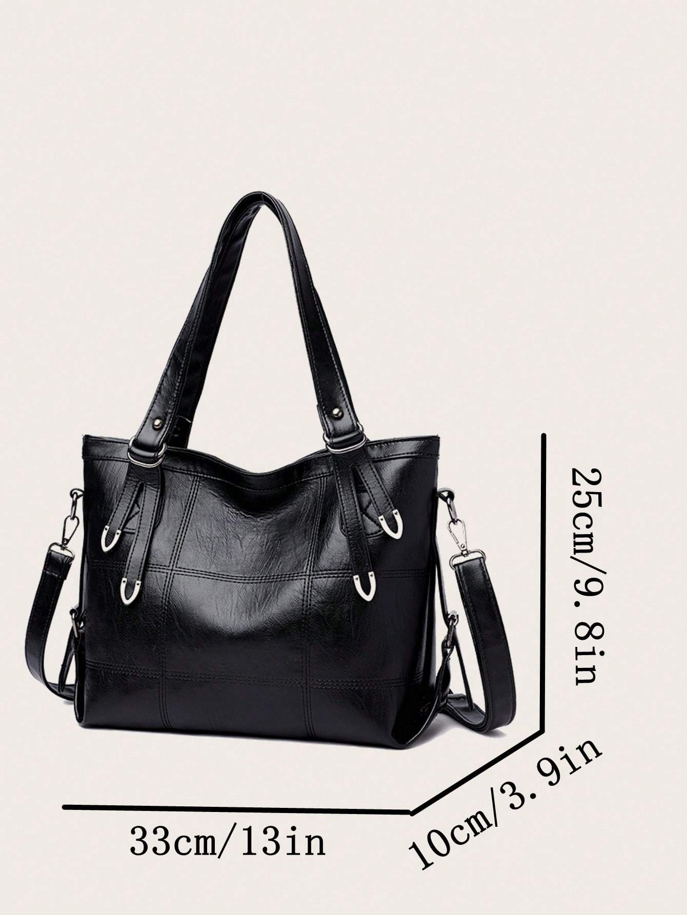 Minimalist Tote Bag Double Handle Solid Color Large Capacity,