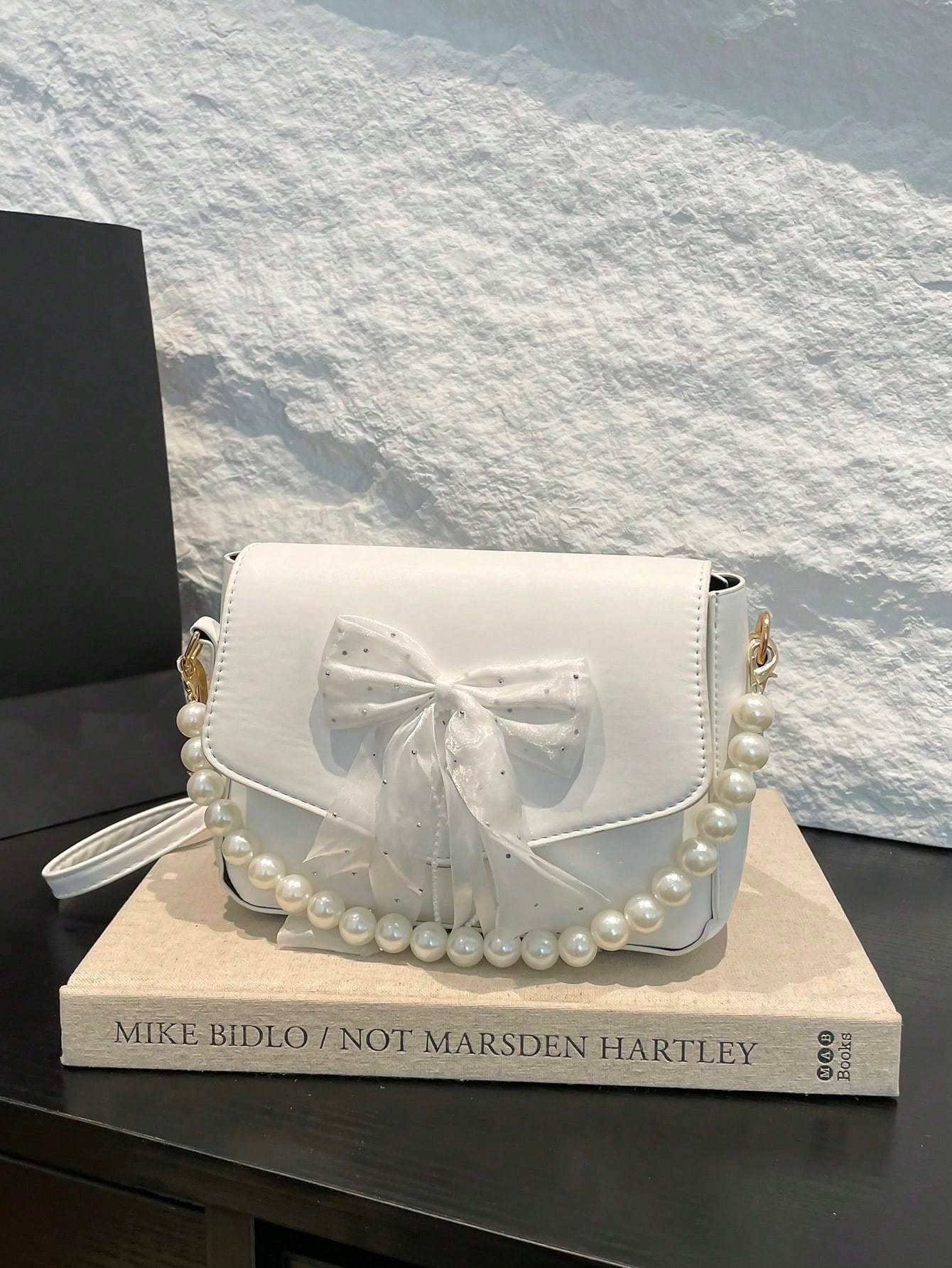 Bowknot Lace Pearl Handbag Fashion Bag Women's Shoulder Crossbody Bag - PANGO