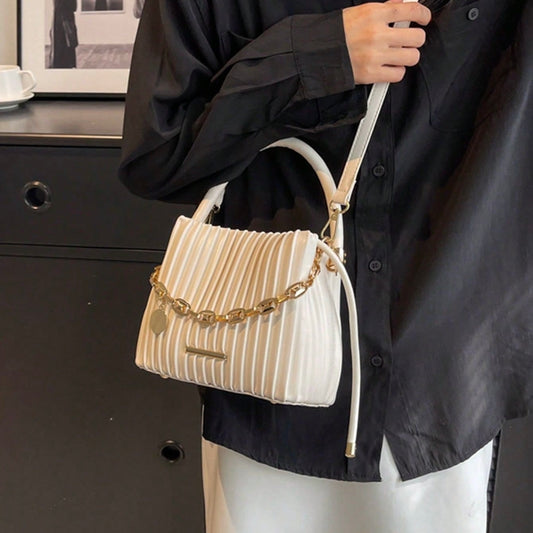 Handbag Pleated Bag Women  Fashion Chain Niche Bucket Bag