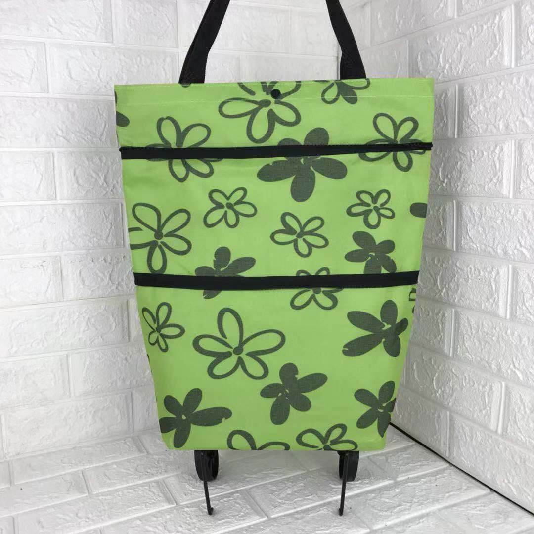 2 in 1 Foldable Shopping Cart with Wheels Premium Oxford Fabric Multifunction Shopping Bag - PANGO