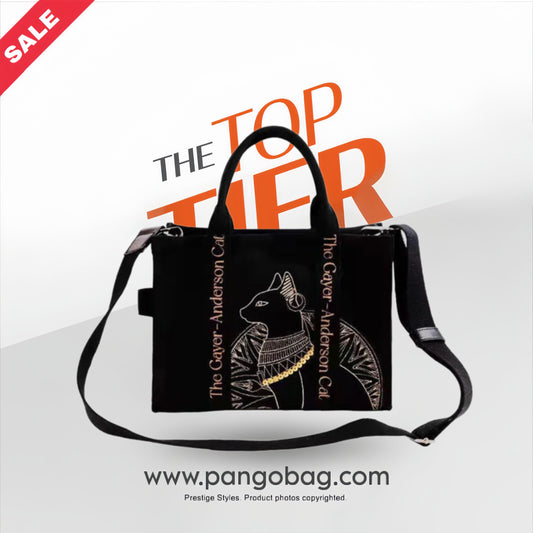 Cat Embroidered Canvas Shoulder Bag