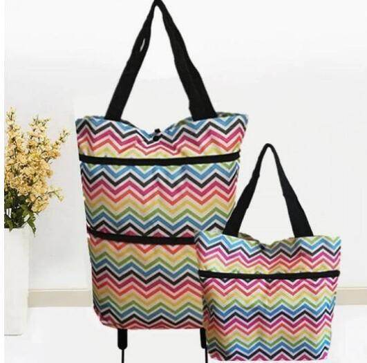 2 in 1 Foldable Shopping Cart with Wheels Premium Oxford Fabric Multifunction Shopping Bag - PANGO