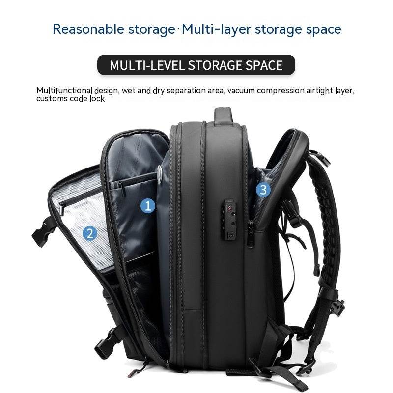 Travel Backpack Men's Business Multifunction Computer Bag Vacuum Compression Large-capacity Backpack - PANGO