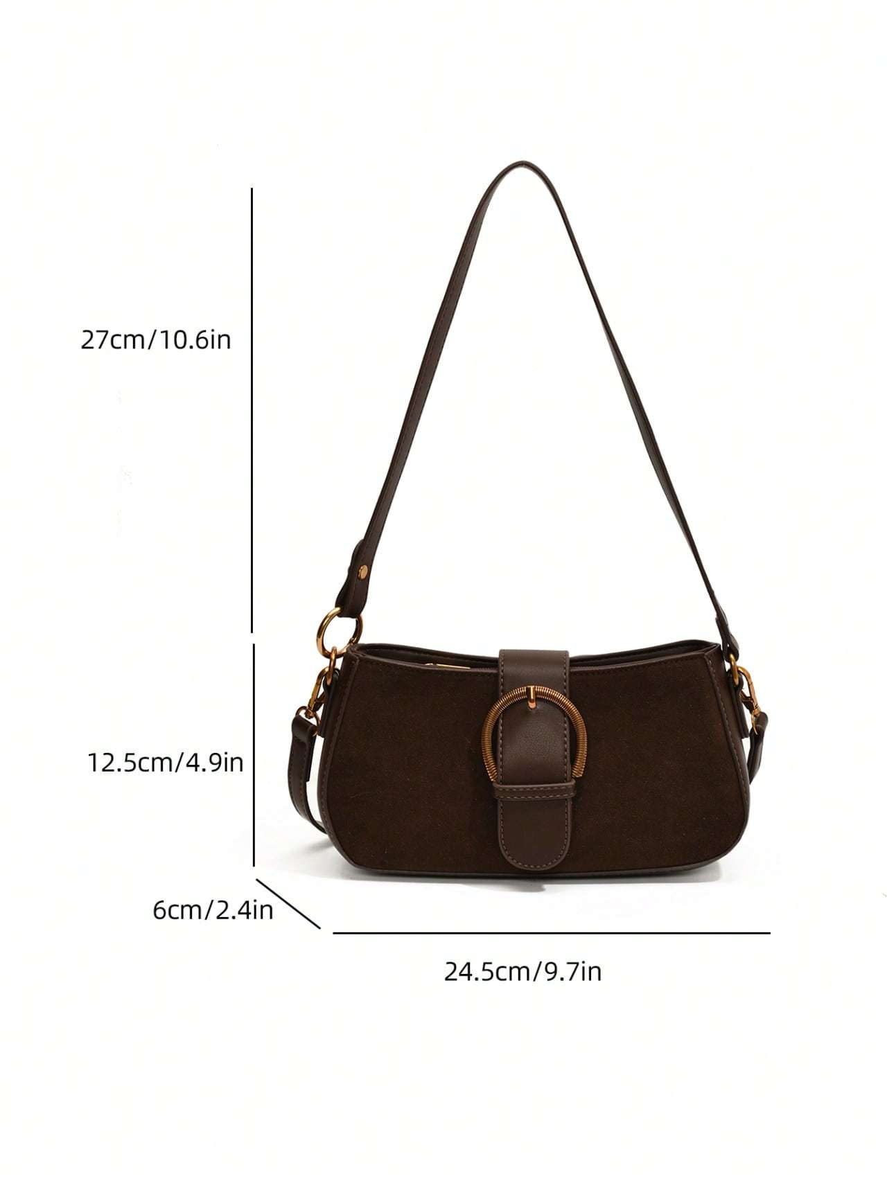 Women Retro Solid Color Dual Strap Suede Shoulder Crossbody Saddle Bag