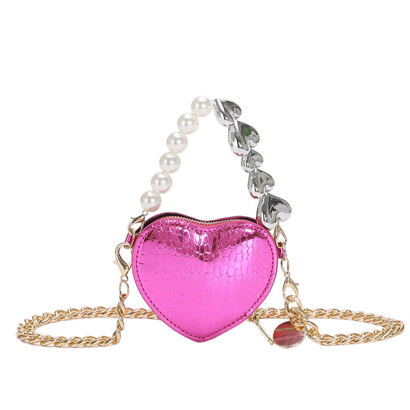 Mini Love-shape Pearls Handbag Fashion Cute Chain Lipstick Bag