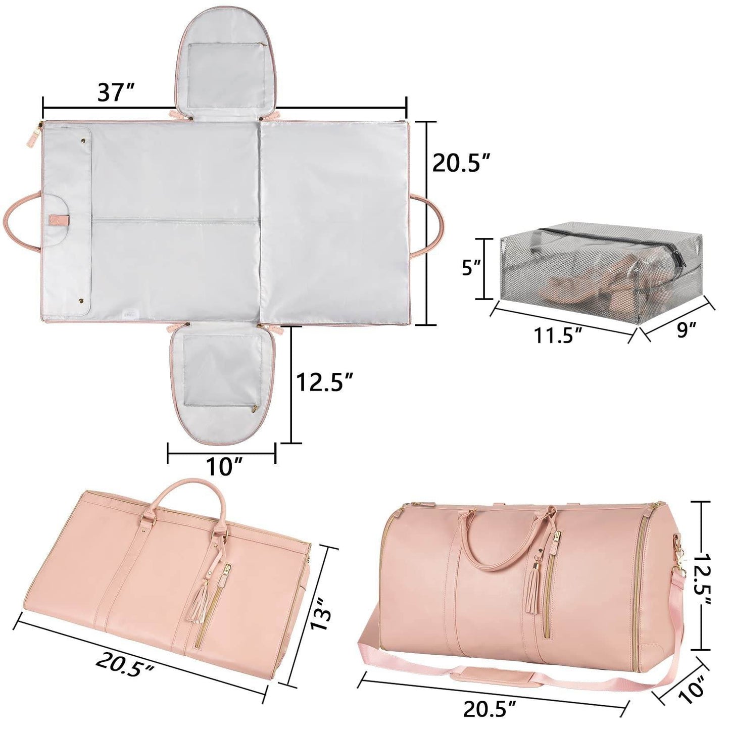 Large Capacity Travel Duffle Bag Women's Handbag Folding Suit Bag Waterproof Clothes Totes - PANGO