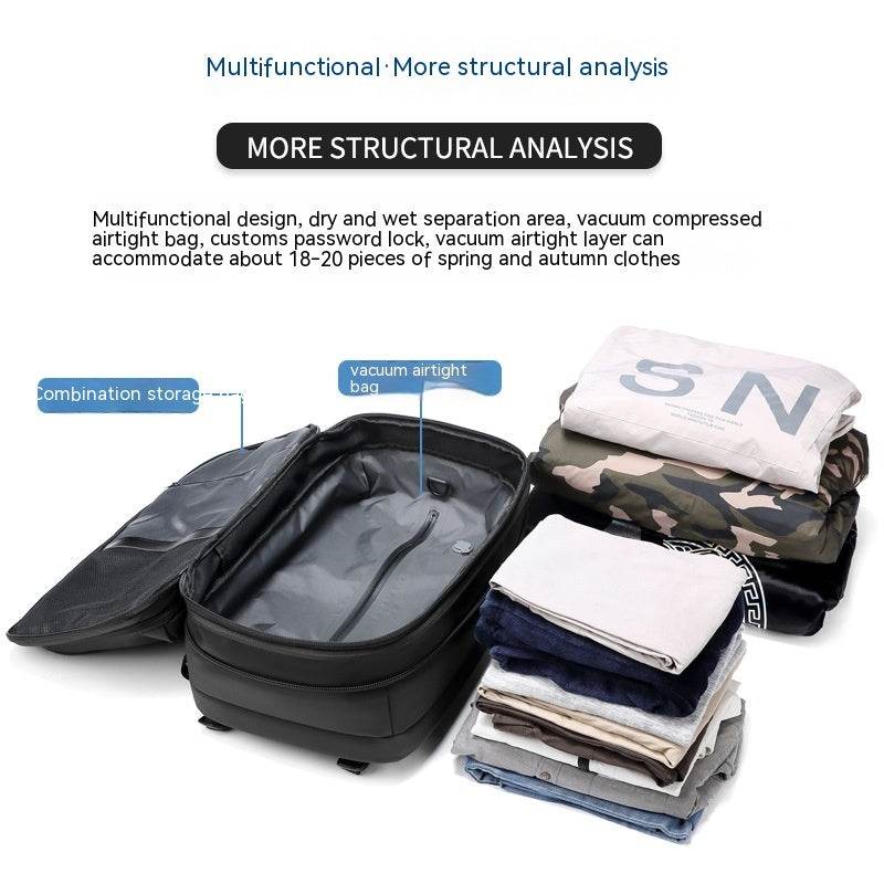 Travel Backpack Men's Business Multifunction Computer Bag Vacuum Compression Large-capacity Backpack - PANGO