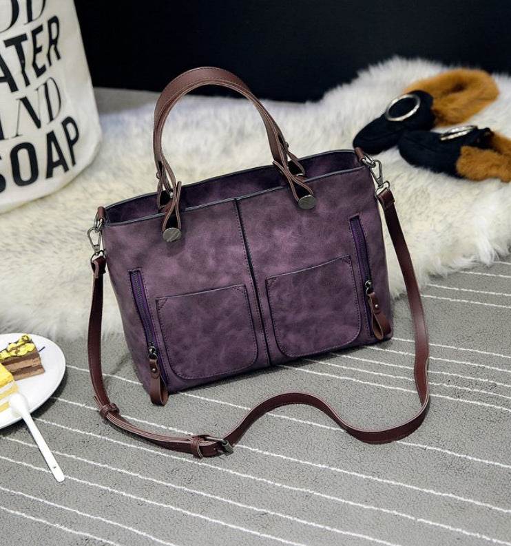 Women's Large-capacity Retro Tote Bag Simple Crossbody Bag - PANGO