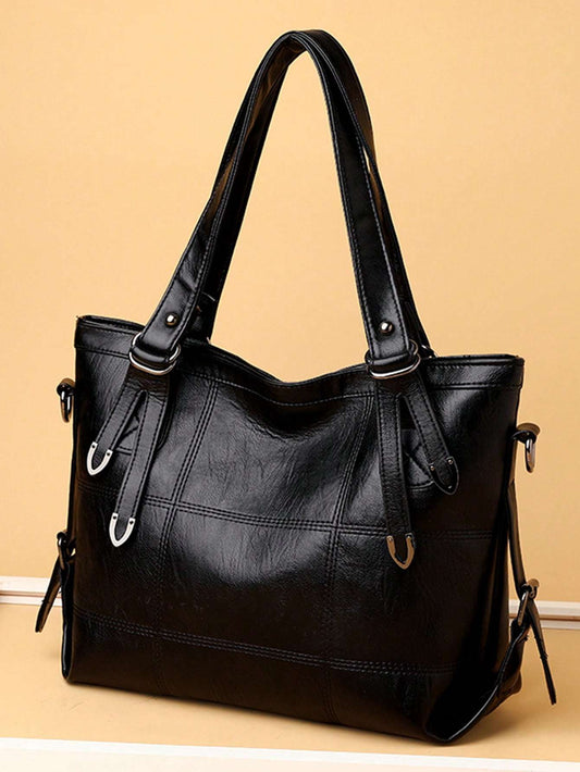 Minimalist Tote Bag Double Handle Solid Color Large Capacity,