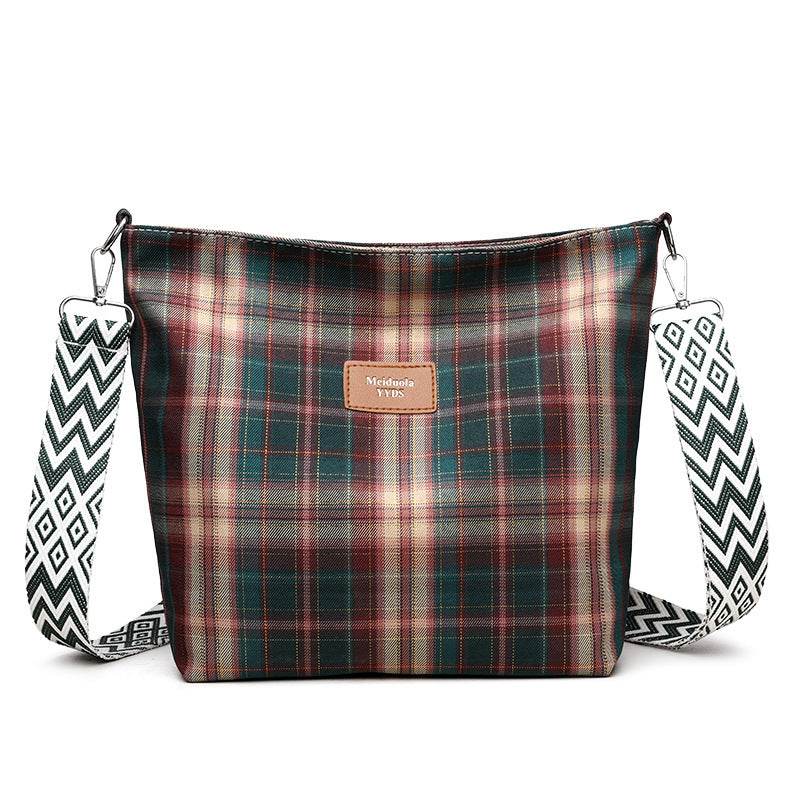 Large Capacity Contrast Color Check One-shoulder Versatile Commuter Messenger Bag - PANGO