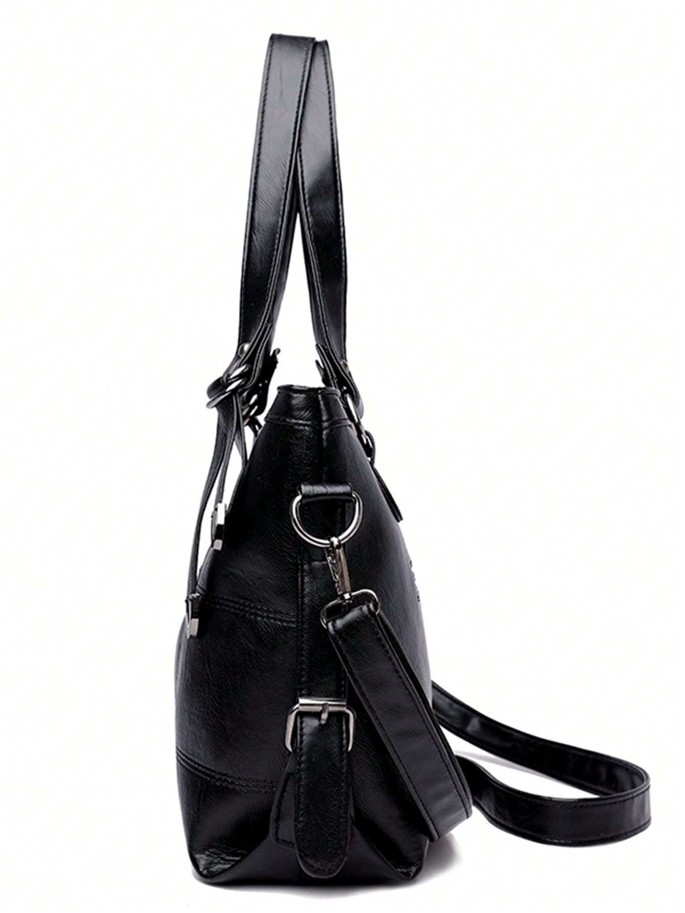 Minimalist Tote Bag Double Handle Solid Color Large Capacity,