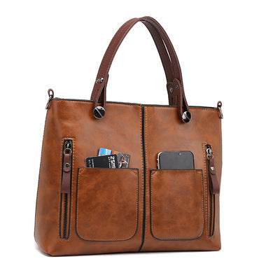 Women's Large-capacity Retro Tote Bag Simple Crossbody Bag - PANGO