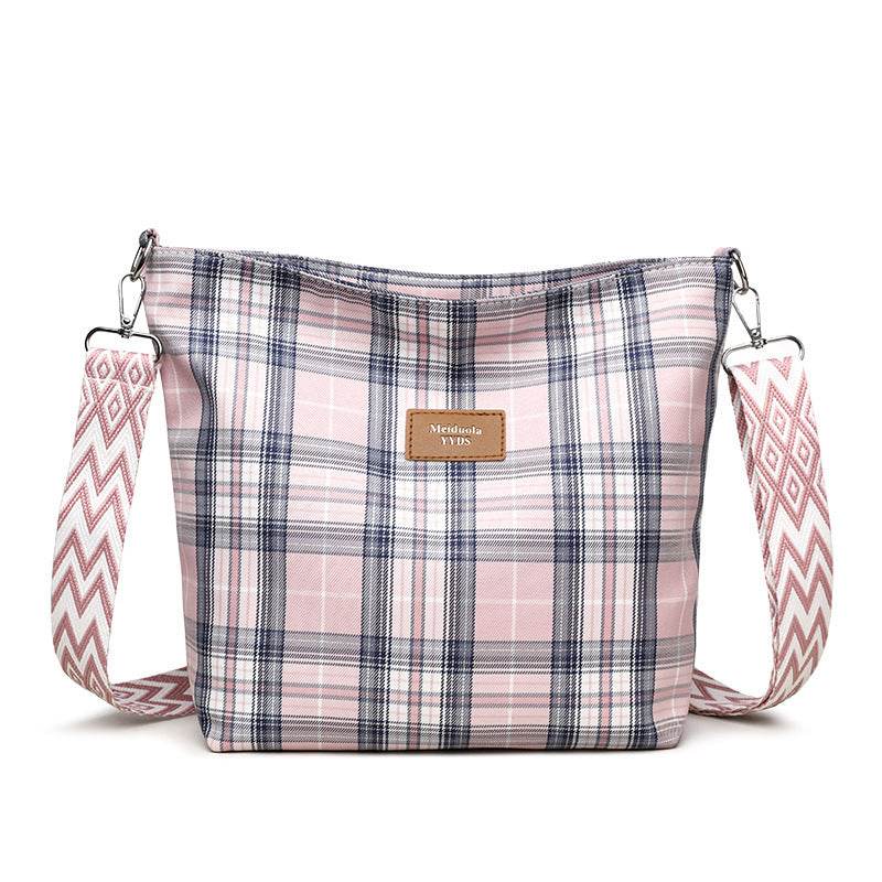 Large Capacity Contrast Color Check One-shoulder Versatile Commuter Messenger Bag - PANGO