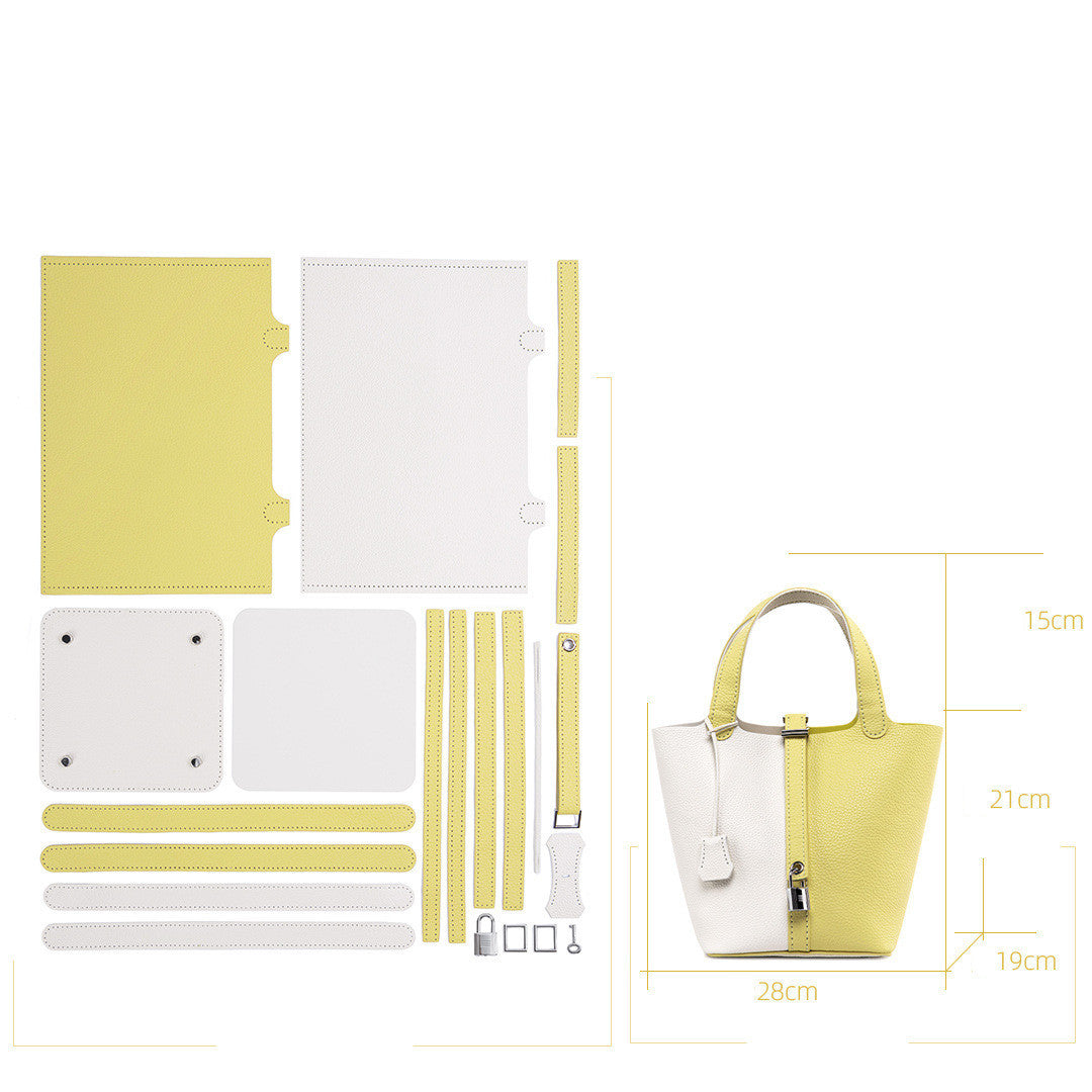Hand Carry Soft Leather Large Capacity Handbag Diy Material