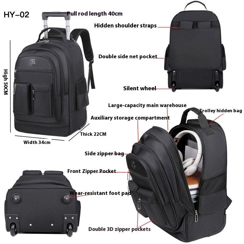 Trolley Backpack Ultra-light Trolley Bag Large Capacity Single-directional Wheel - PANGO