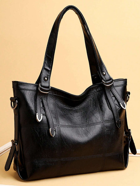 Minimalist Tote Bag Double Handle Solid Color Large Capacity,