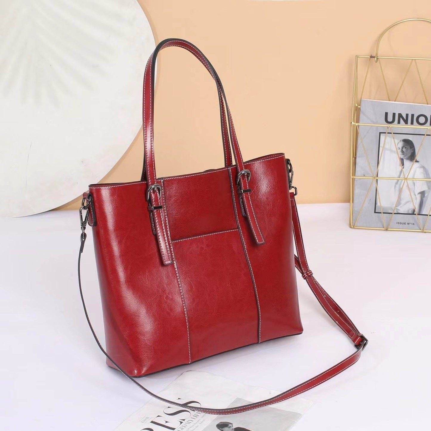 Big Bag Genuine Leather Capacity Cowhide Messenger Bag Female Hand-held Tote - PANGO