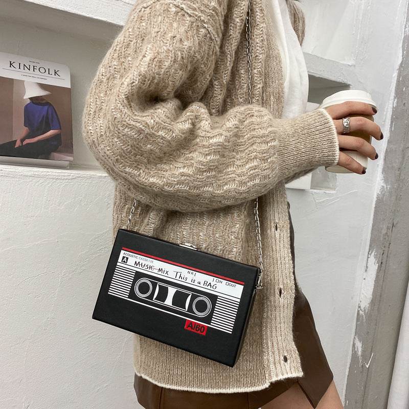 Women's Bag Creative Tape Chain Crossbody Box Bag - PANGO