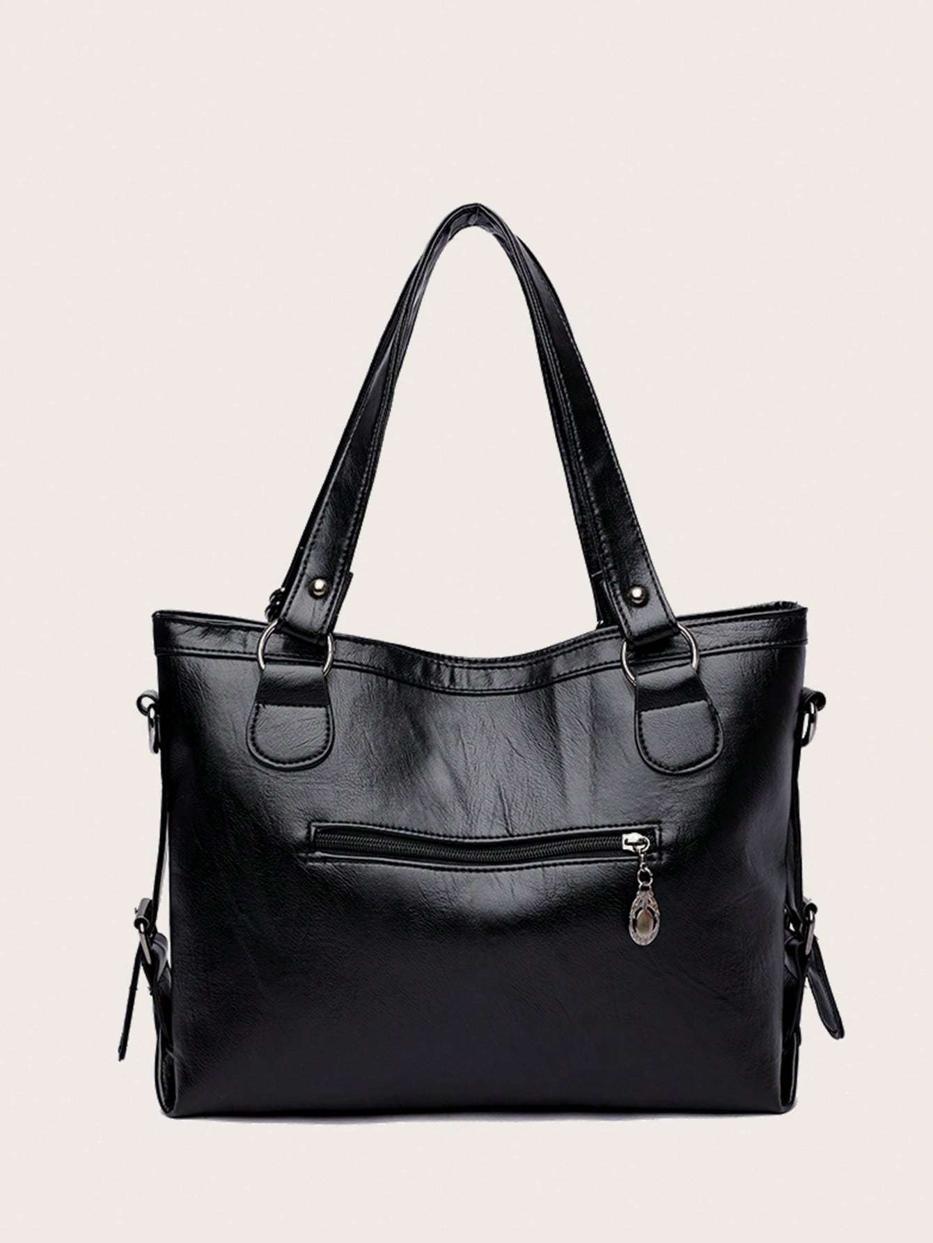 Minimalist Tote Bag Double Handle Solid Color Large Capacity,