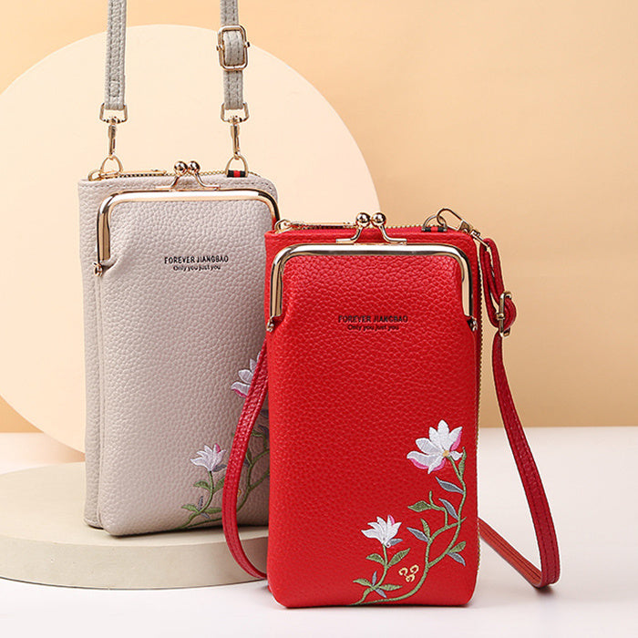 Flower Embroidery Phone Bag