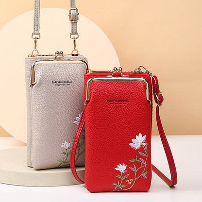 Flower Embroidery Phone Bag - PANGO