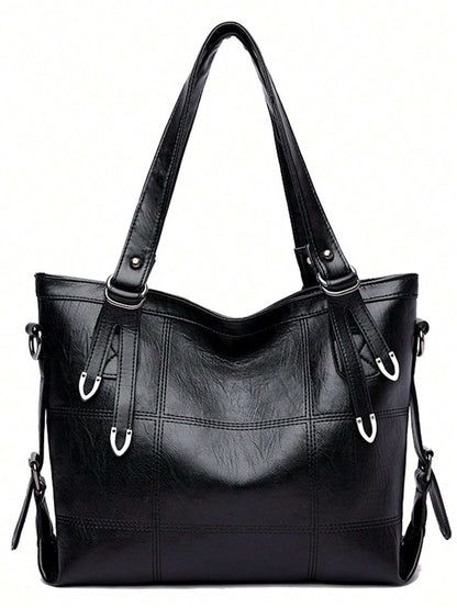Minimalist Tote Bag Double Handle Solid Color Large Capacity,
