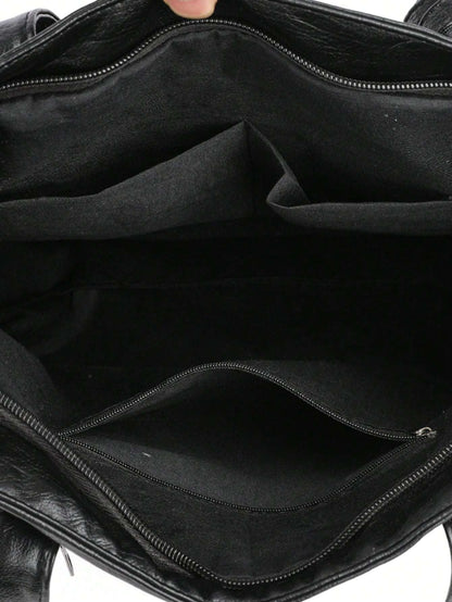 Minimalist Tote Bag Double Handle Solid Color Large Capacity,