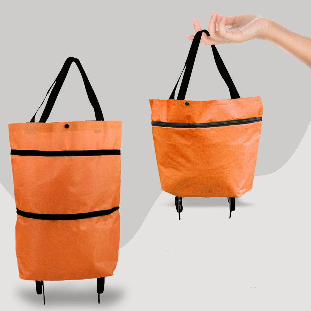 2 in 1 Foldable Shopping Cart with Wheels Premium Oxford Fabric Multifunction Shopping Bag - PANGO