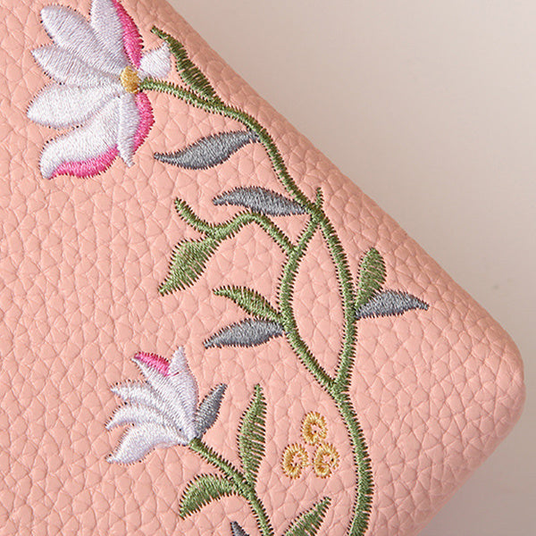 Flower Embroidery Phone Bag