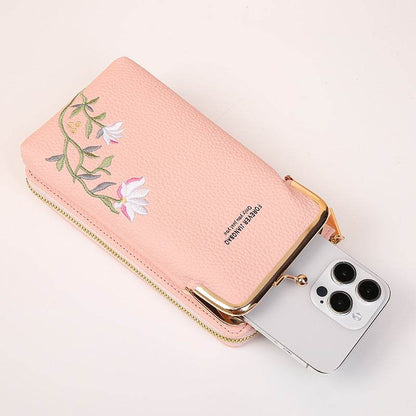 Flower Embroidery Phone Bag - PANGO