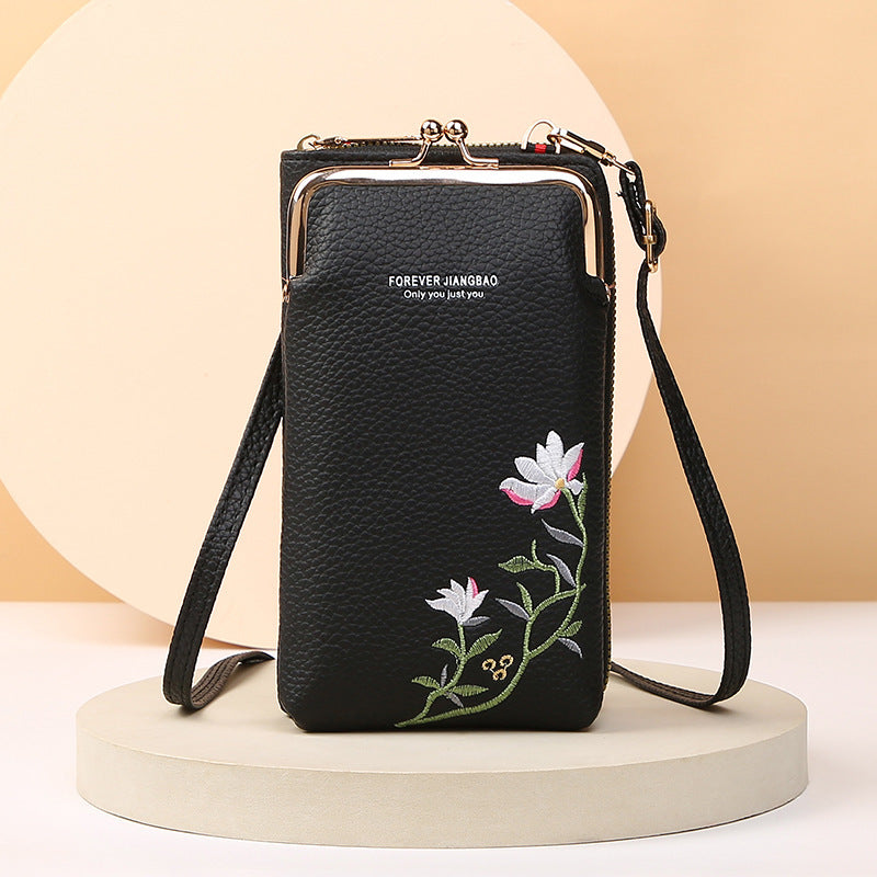 Flower Embroidery Phone Bag