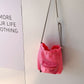 Small Mesh Drawstring Bucket Bag Fashion Cute Messenger Shoulder Bags For Women