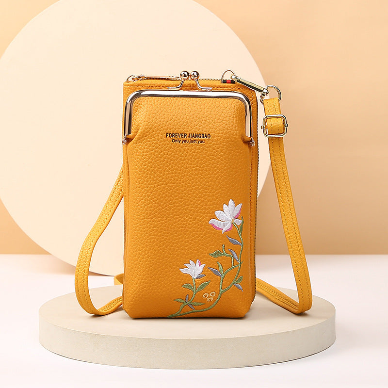 Flower Embroidery Phone Bag