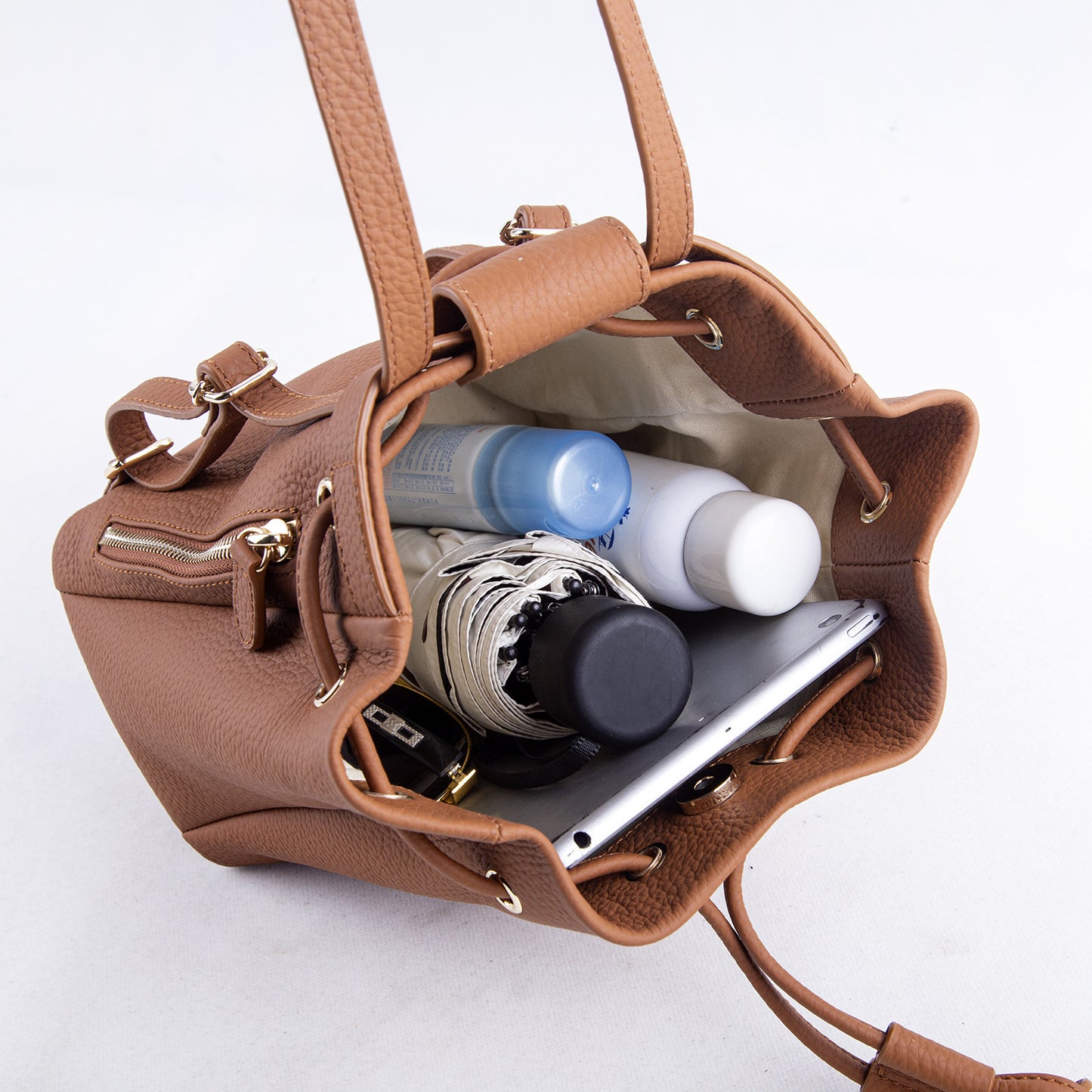 Backpack Hot Selling First Layer Cowhide Niche Handmade Shoulder Crossbody Bucket Bag