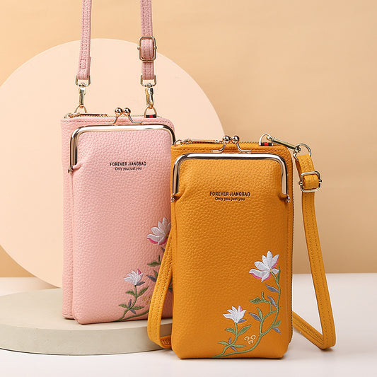 Flower Embroidery Phone Bag