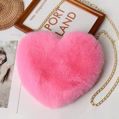 Love Bags For Women Plush Chain Shoulder Bags Valentine's Day Party Bag - PANGO